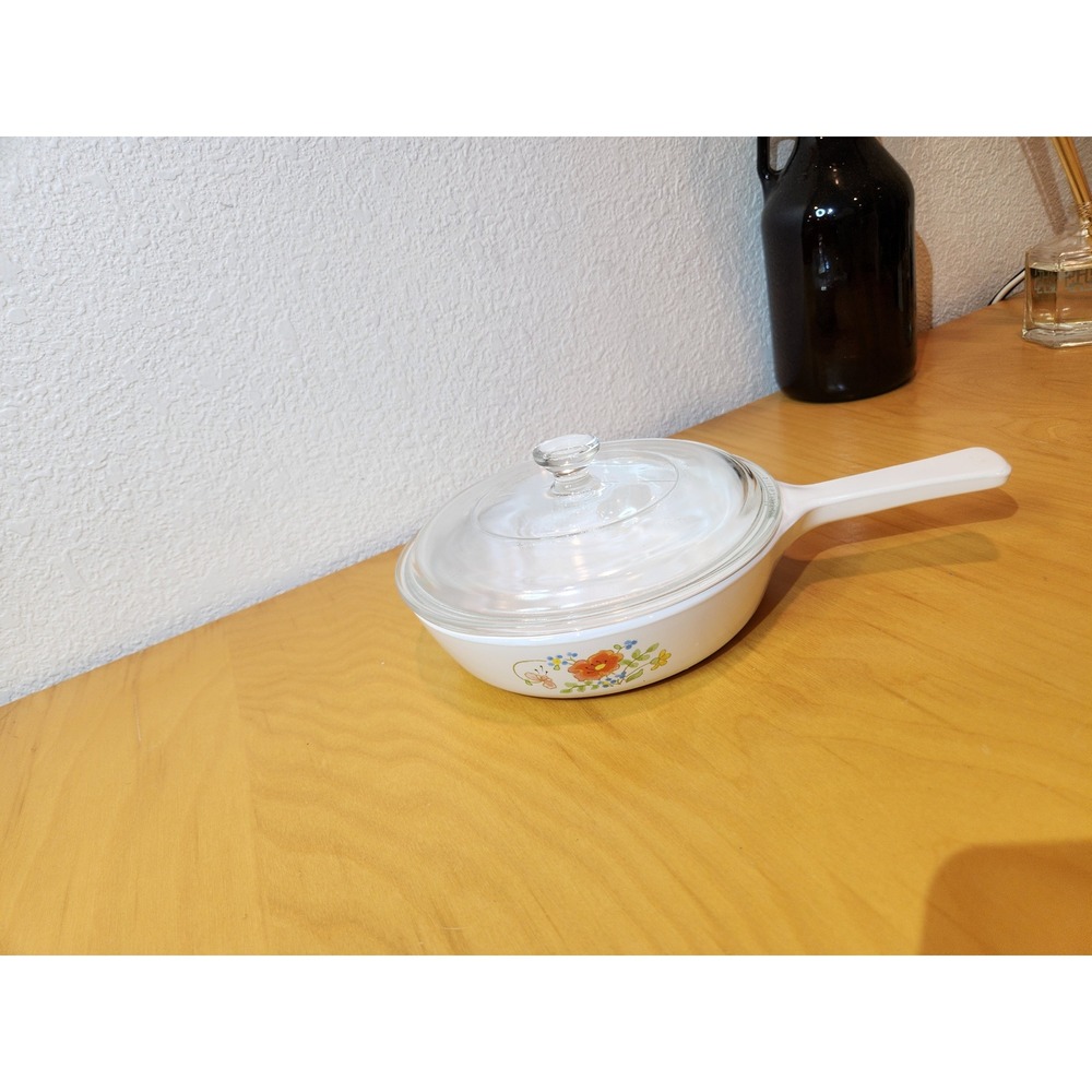 Vintage Corning Ware Casserole Dish w Lid Wildflower‎ P-83-B 6.5" Saucepan rare